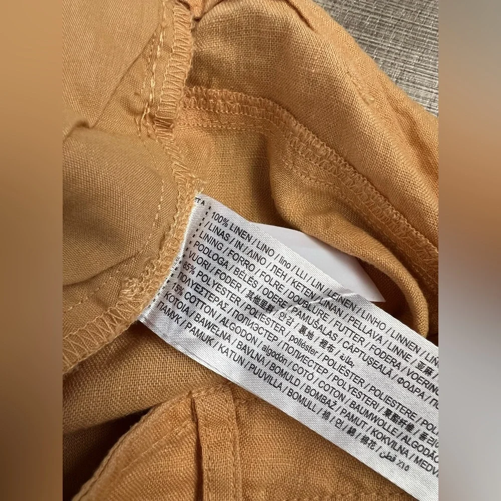 Mango straight leg linen trousers in orange